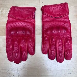 Red Leather Motorcycle Gloves